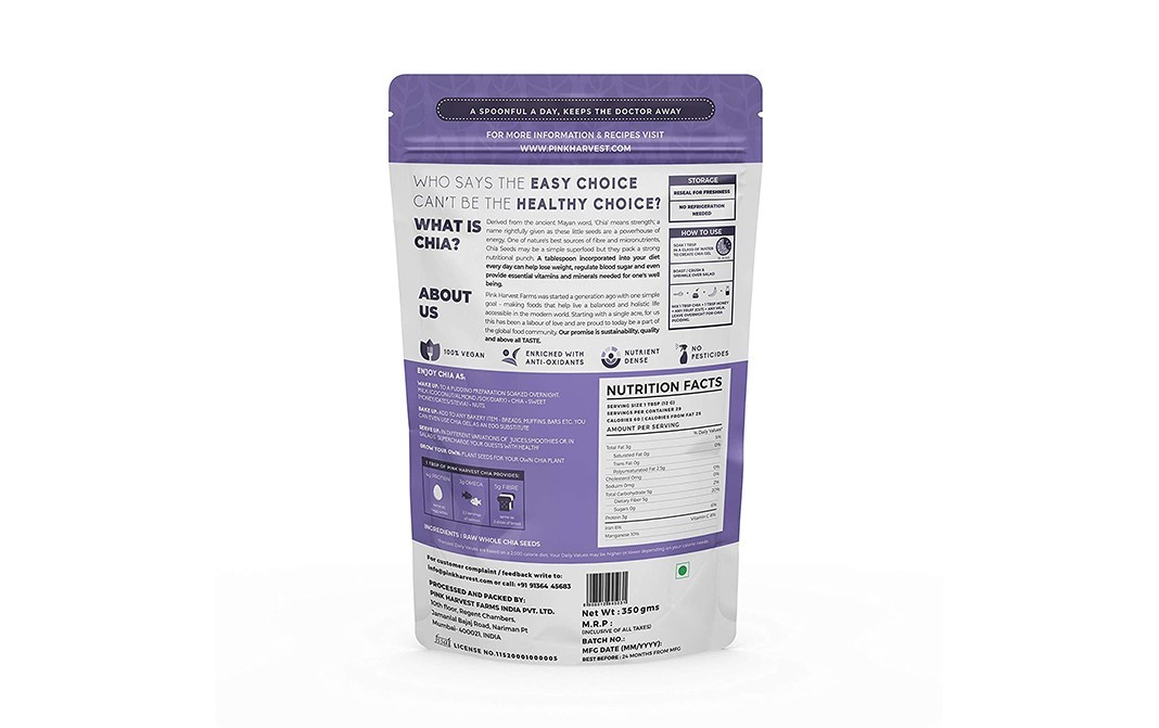 Pink Harvest Farms Chia Seeds    Pack  350 grams